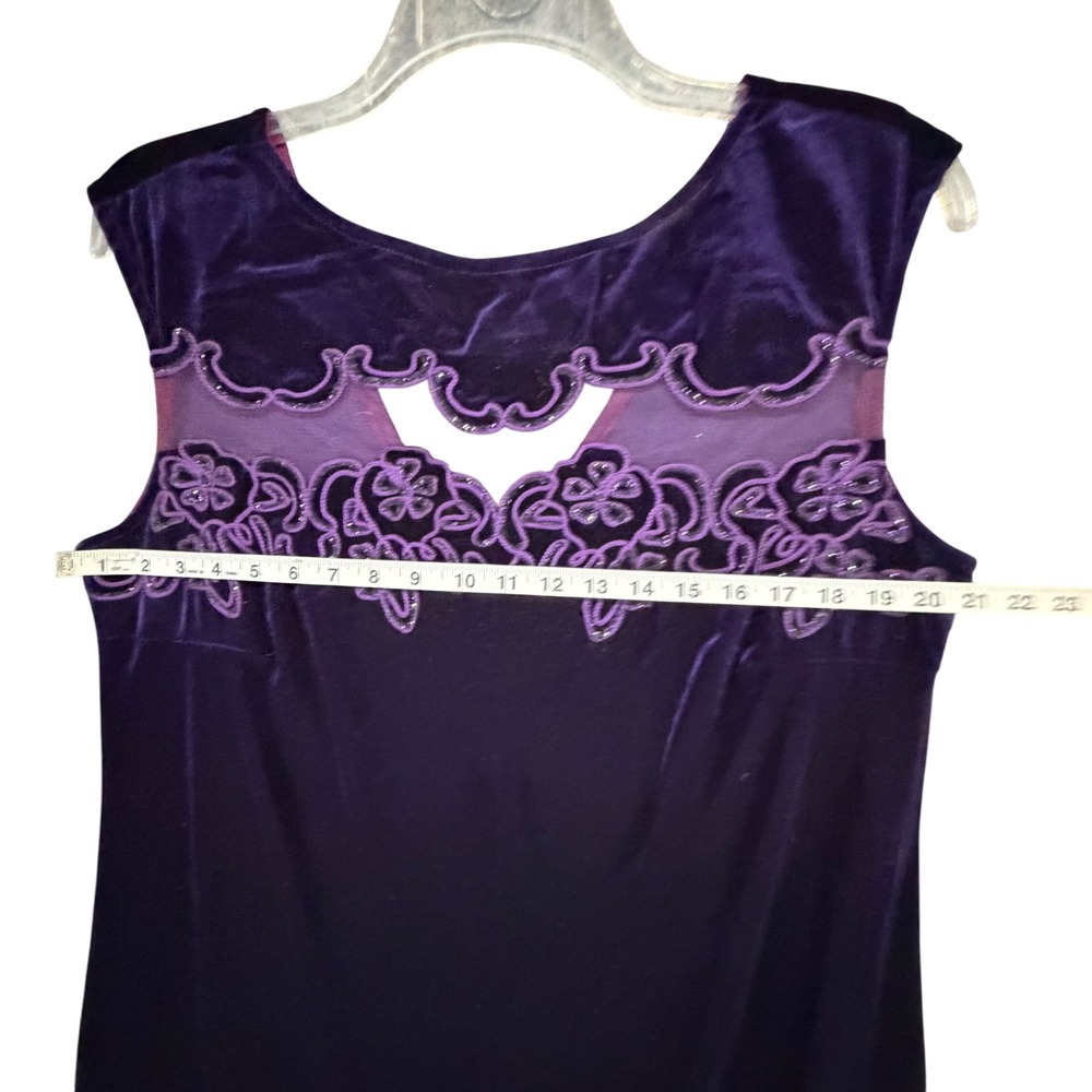 Vintage Onyx Nite Velvet Dress Women 18 Purple Embroidered Evening Gown Romantic - Picture 7 of 13